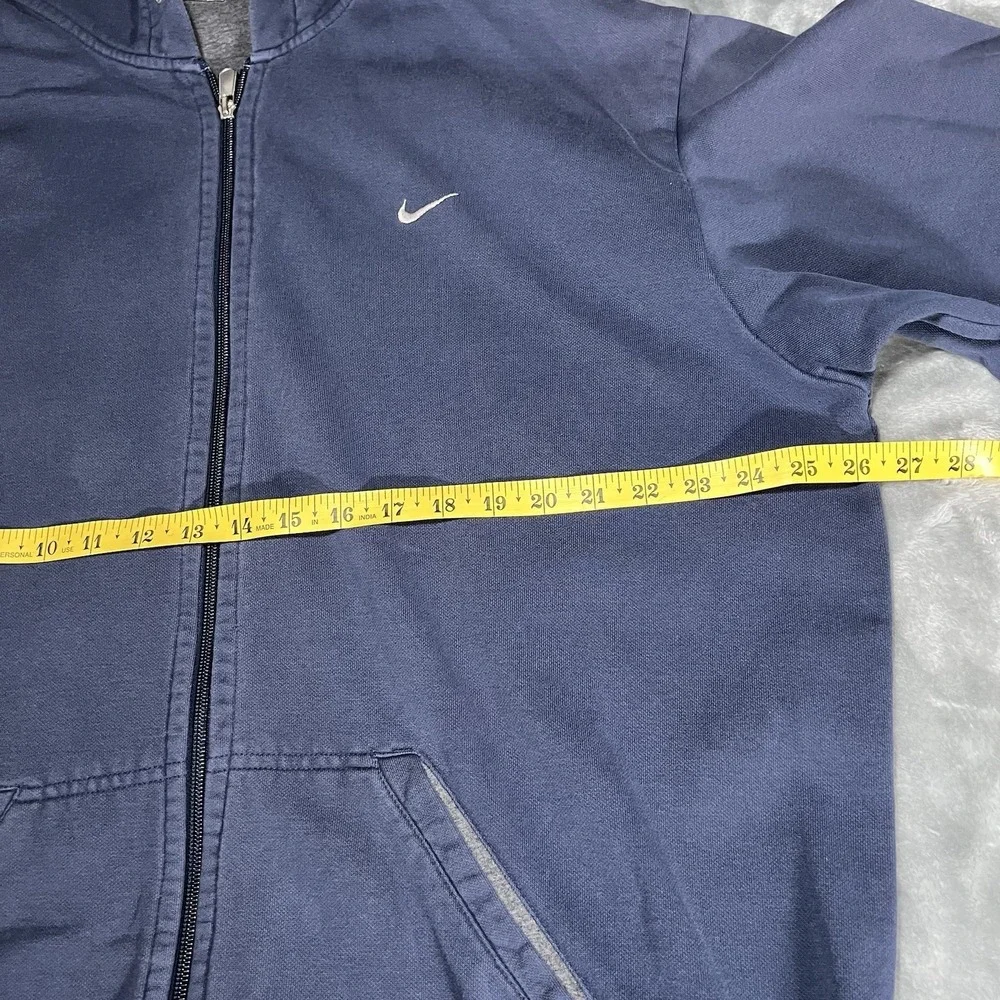 Nike Hoodie Men Size XXL Zip Up Navy Blue Faded Silver Tab Grunge Faded
